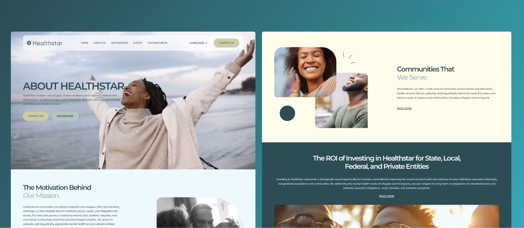 Healthstar responsive website design built by Happiworks for a community mental health organization