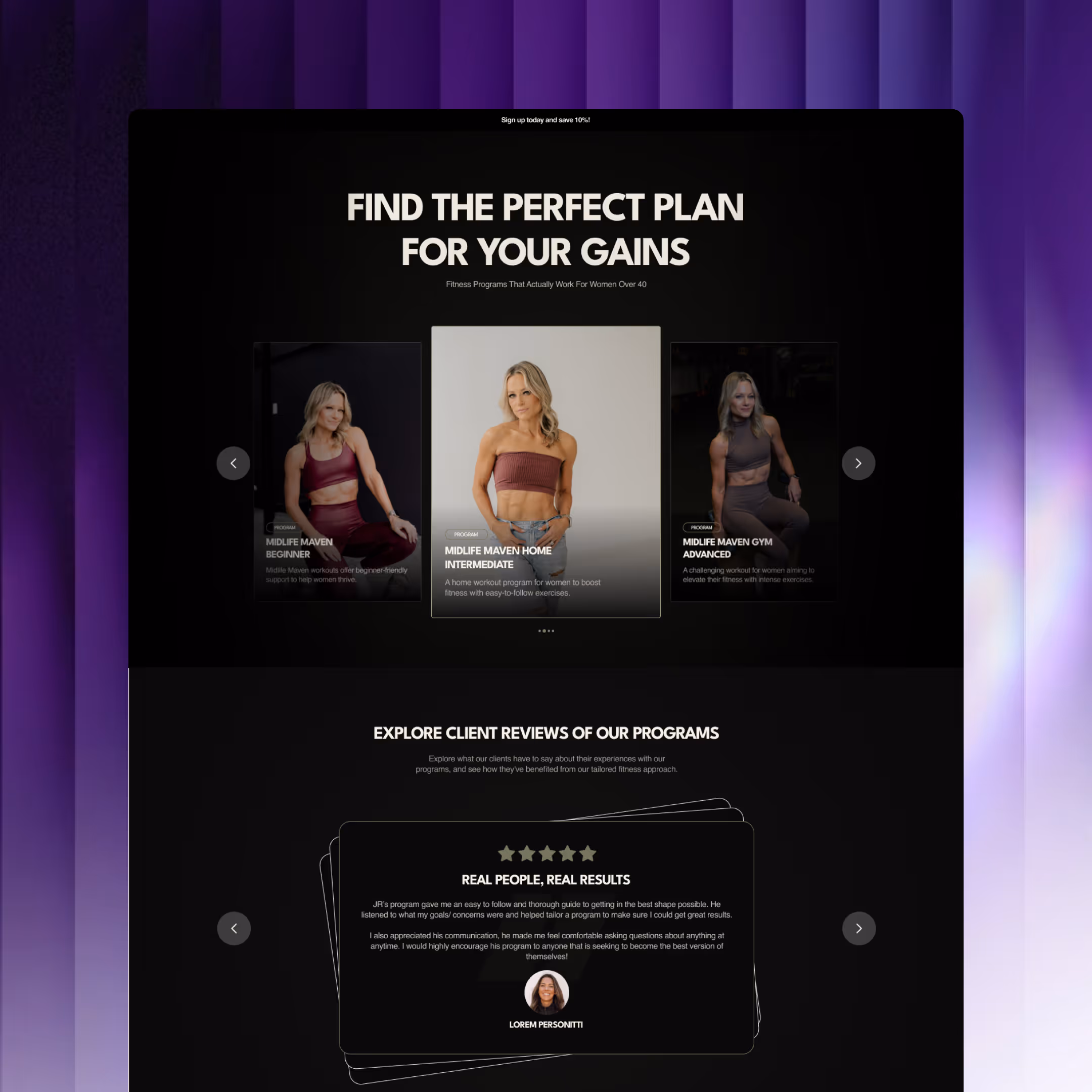 Fitness Website Design