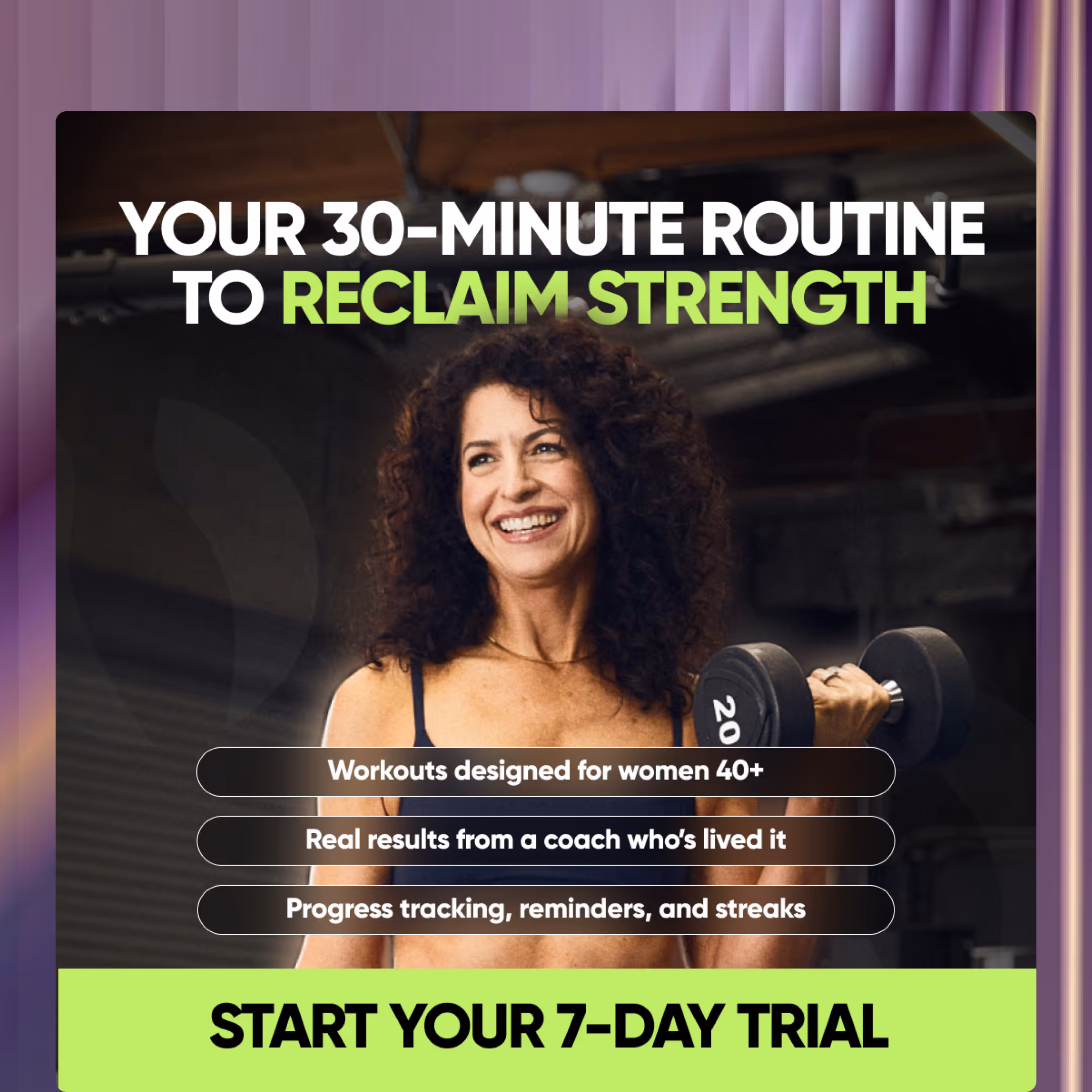 Fitness marketing landing page built by Happiworks